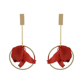 Scarlet Pendulum Petal Earrings.